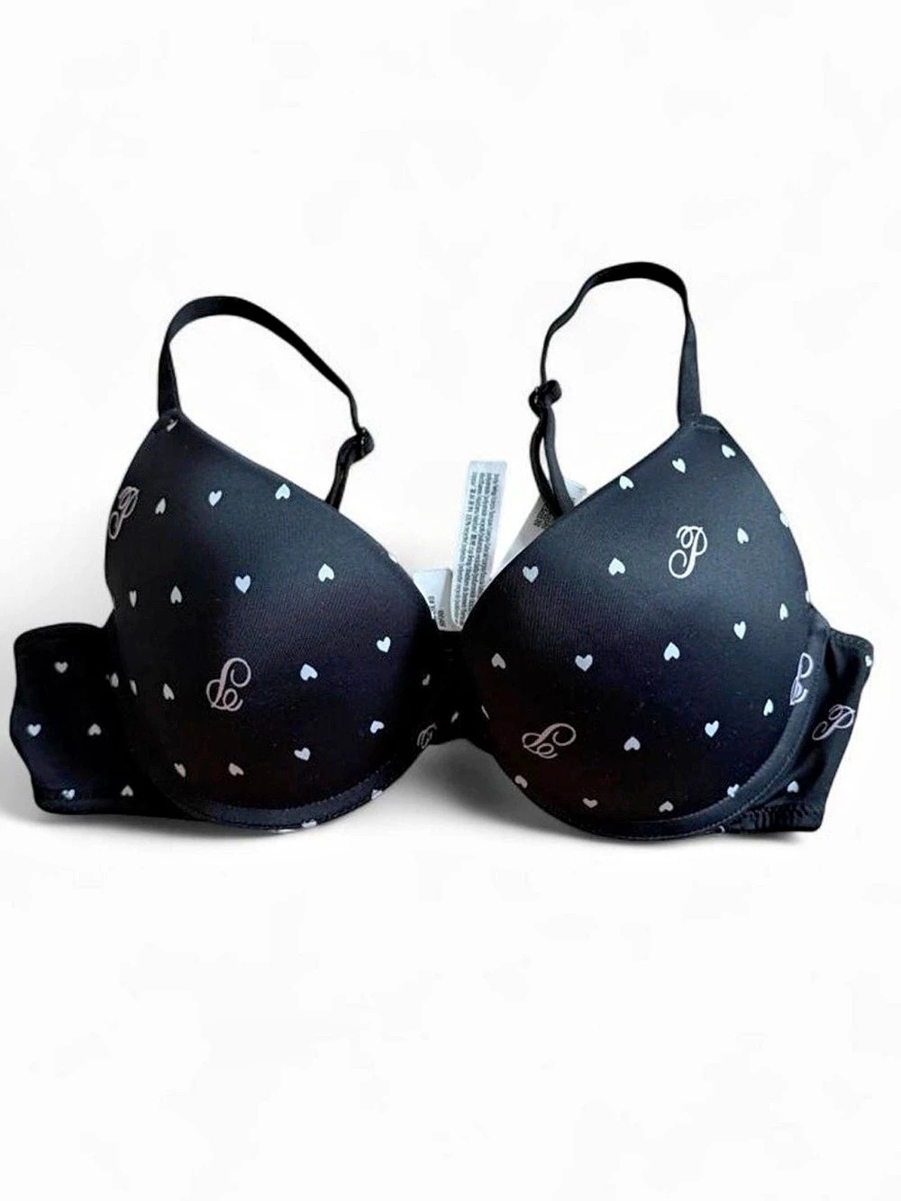 Victoria’s Secret PINK Black Heart Logo Push-Up Bra 34B